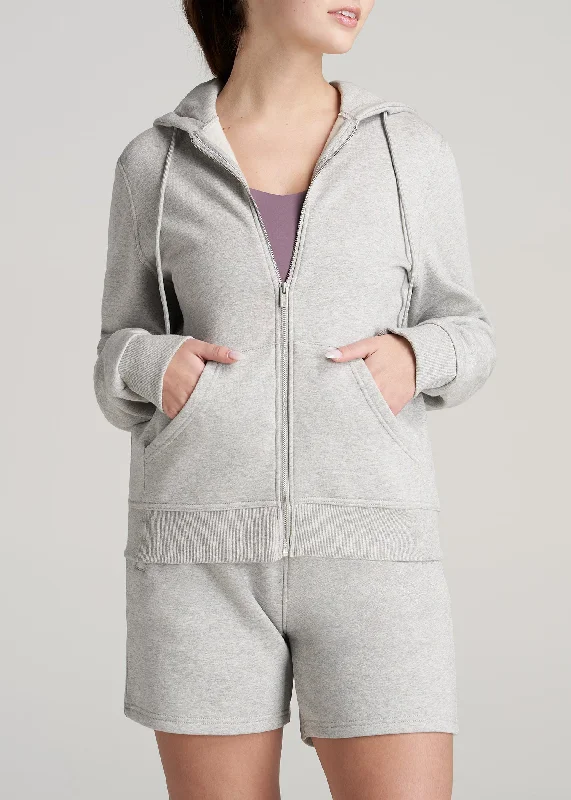 Premium Quality Garments Wearever Fleece Full-Zip Women's Tall Hoodie in Grey Mix