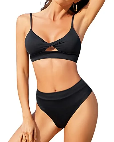 Athleisure Wear Special Offer Cutout High Waisted Bikini Sets for Women Two Piece Bathing Suits
