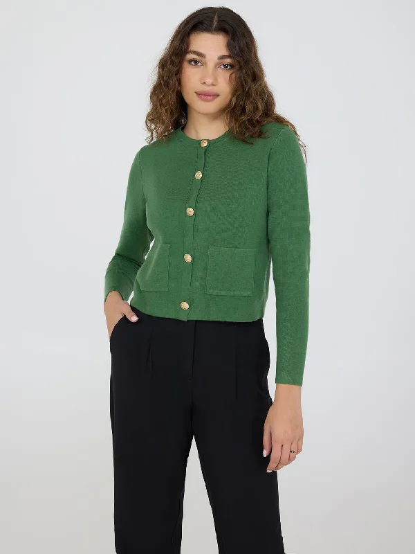 Bold Silhouette Button-Front Cardigan