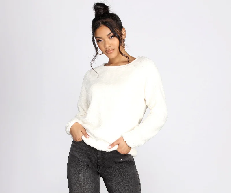 Quick Grab Deals Feeling Cozy Fuzzy Pullover Sweater