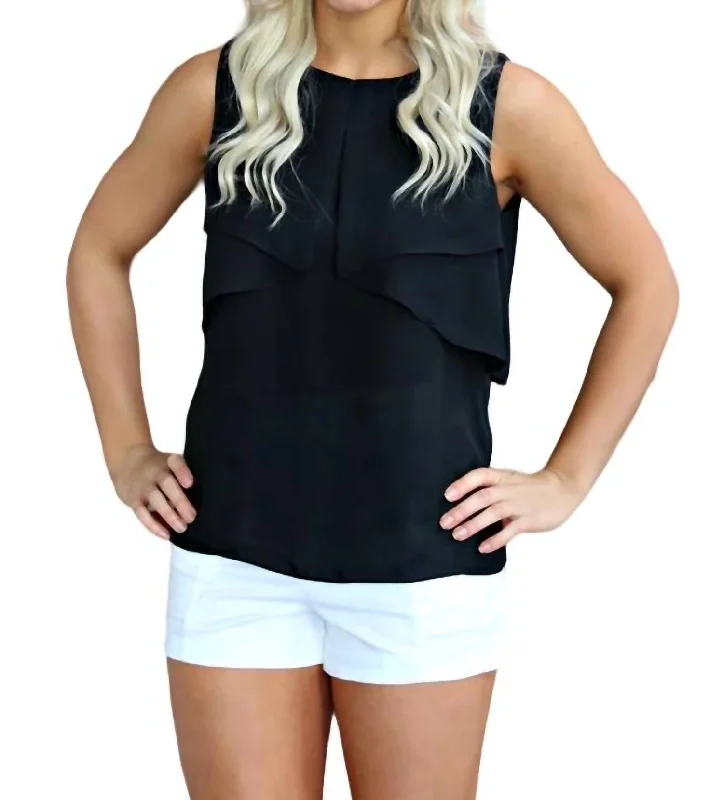 Big Discounts Sleeveless Blouse With Flat Ruffle In Black