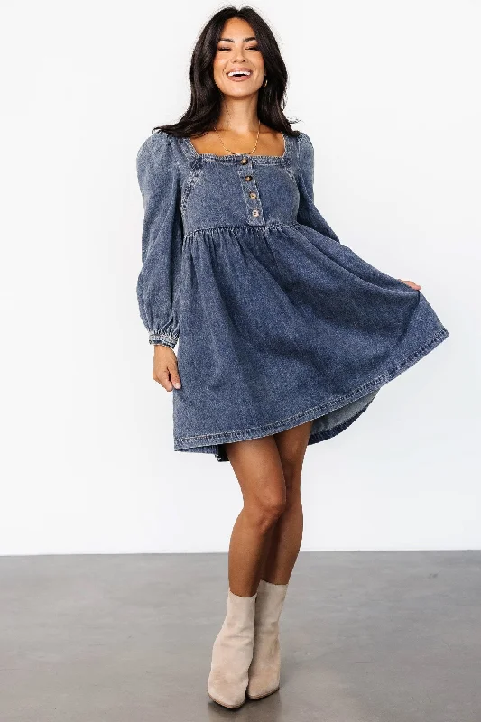 Exquisite Craftsmanship Gretchen Denim Short Dress | Blue