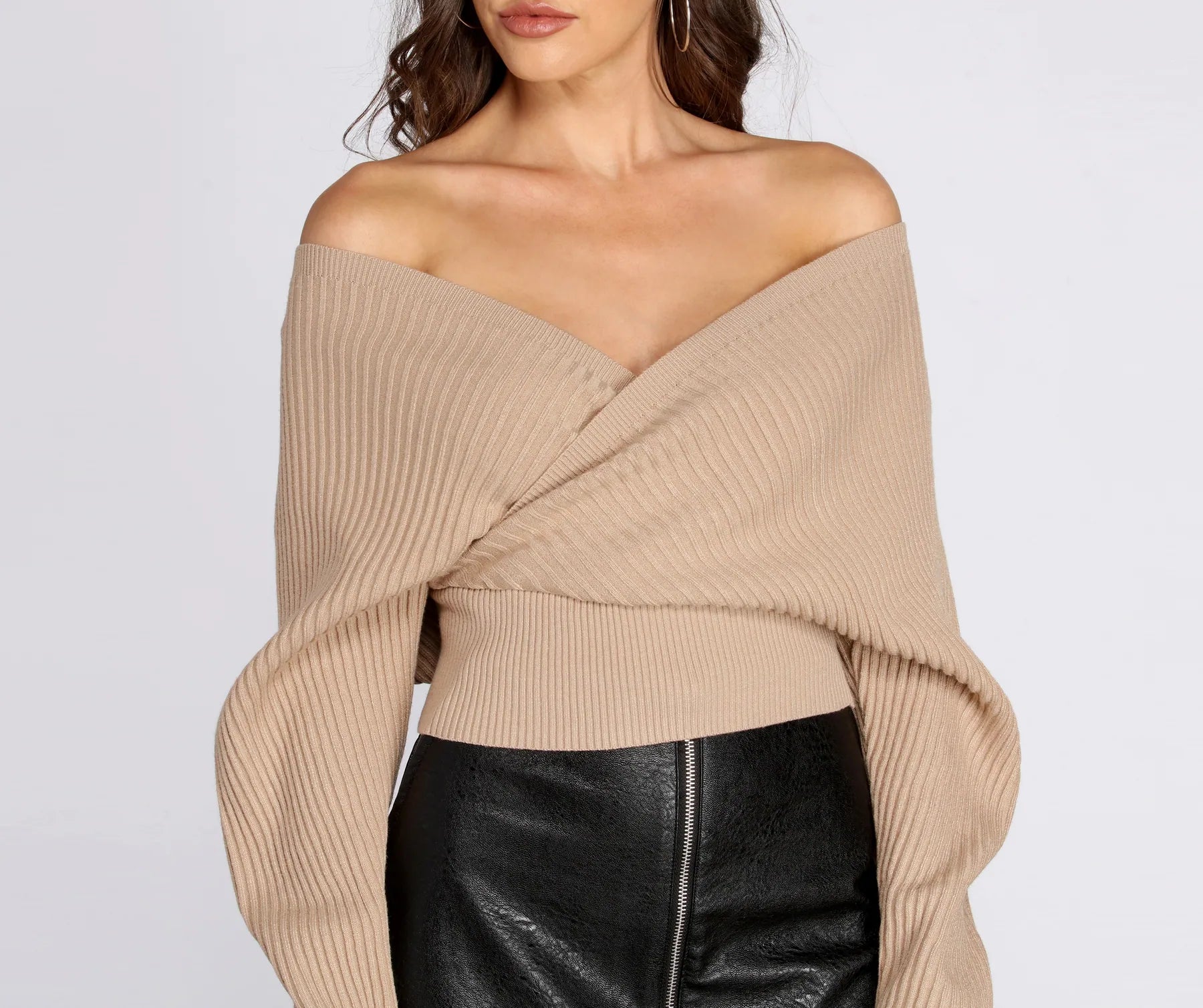 Fashion Sale Show Those Shoulders Surplice Sweater