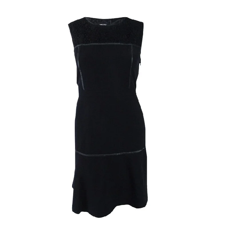 Premium Fashion At Budget-Friendly Prices Nine West Women'S lace-Trim Fit & Flare Dress(18, Black)
