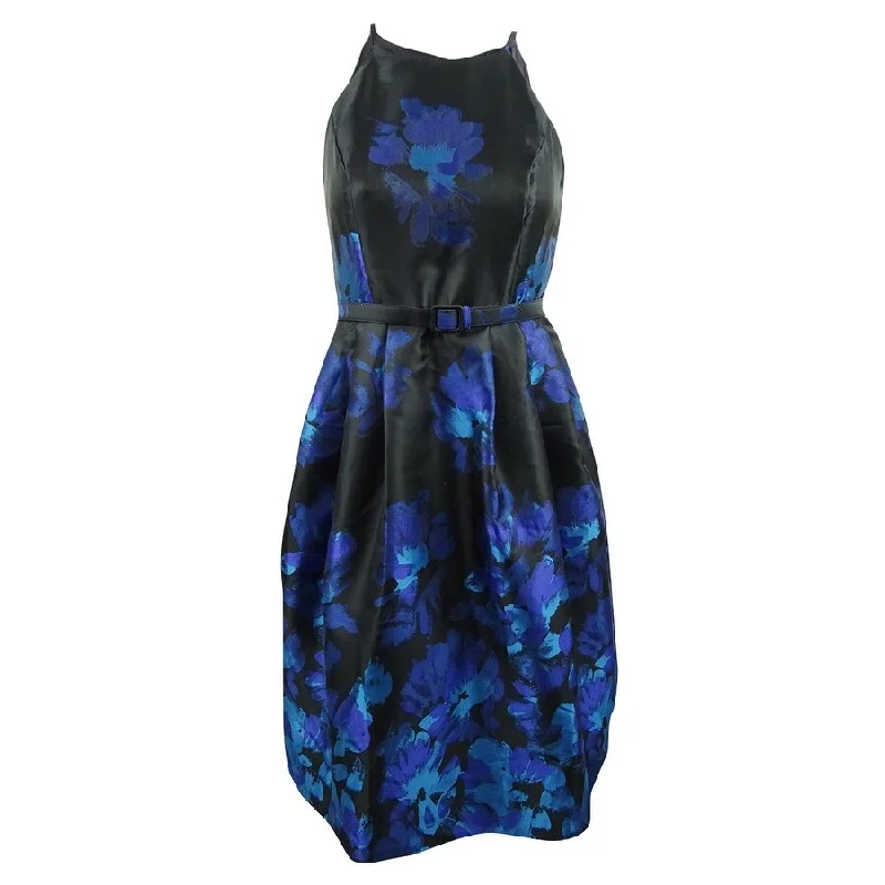 The Latest Trends Jessica Howard Women's Belted Fit & Flare Dress (12, Black/Royal)