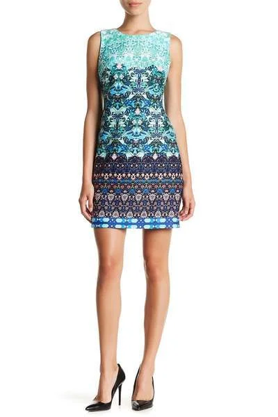 Shop More, Save More This Weekend Taylor - 9173MJSC Multi-Print JEwel Neck Scuba Dress