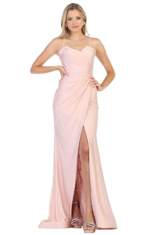Casual Chic Deals May Queen - MQ1718SC Strapless Sweetheart Wrao High Slit Dress