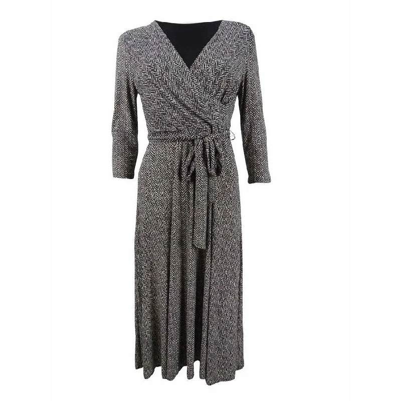 Timeless Women's Garments Lauren by Ralph Lauren Women's Herringbone Jersey Surplice Dress