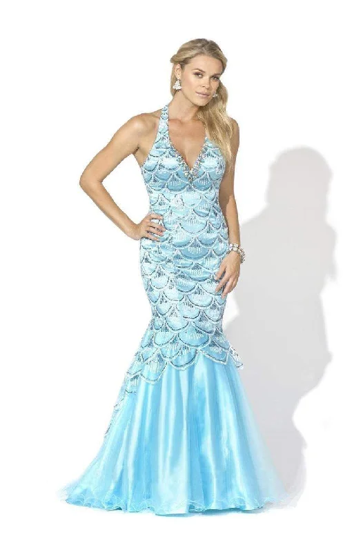 Women's Seasonal Apparel Blush by Alexia Designs - Embellished V-neck Mermaid Dress X007SC