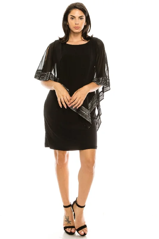 Women's Casual Attire SLNY - Jersey Fitted Dress with Capelet 111176SC