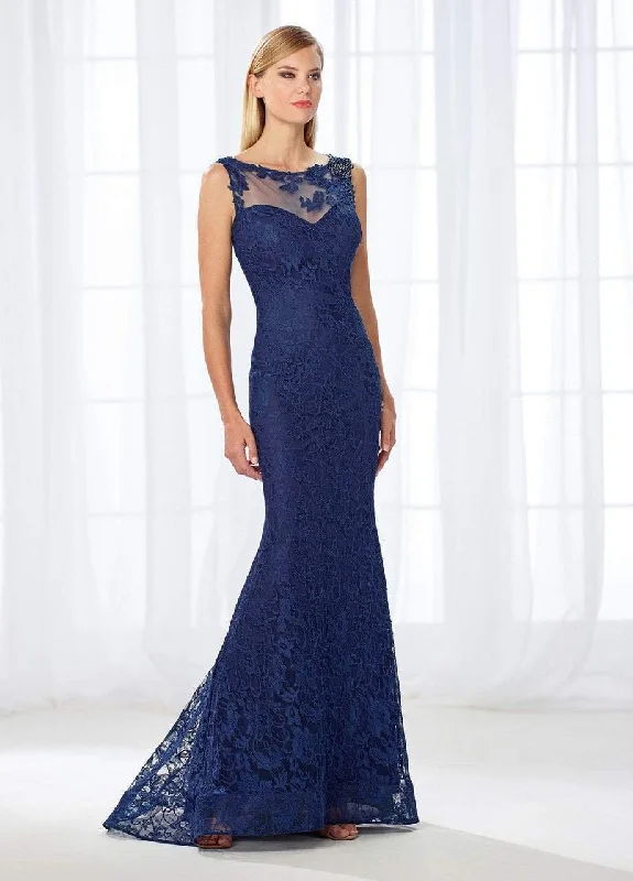 Final Clearance Mon Cheri - 118671SC Appliqued Sheer Lace Mermaid Dress