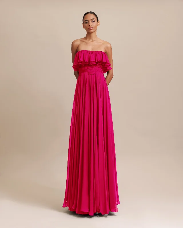 Contemporary Women's Clothing Strapless Cut Flared Dress