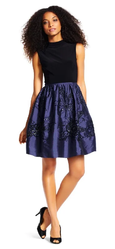Runway Inspired Wear Adrianna Papell - High Neckline Embroidered Taffeta Dress AP1E200162SC Runway Inspired Wear Adrianna Papell - High Neckline Embroidered Taffeta Dress AP1E200162SC