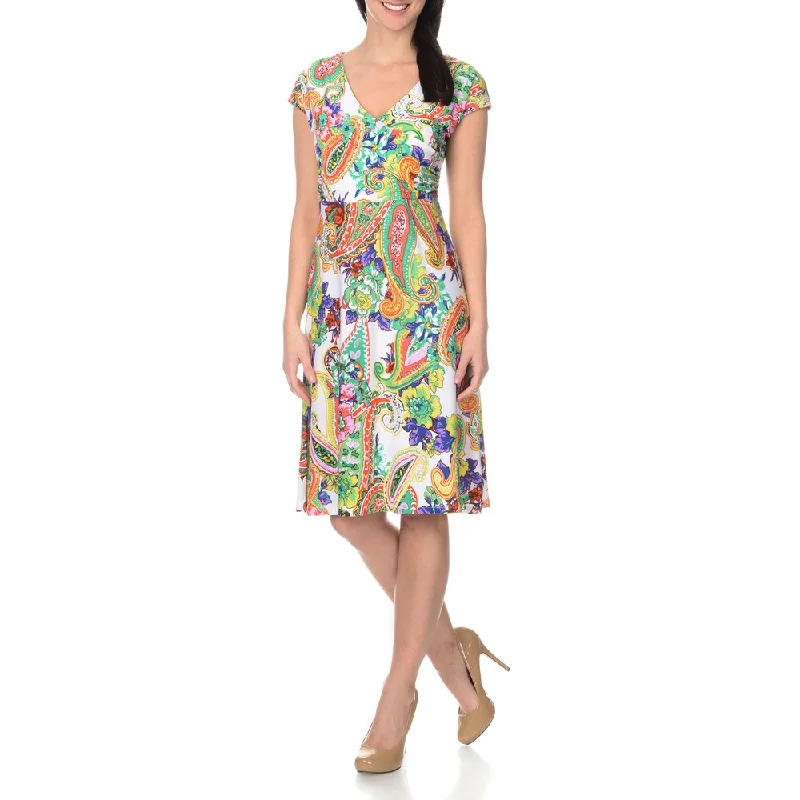 Amazing Prices On The Styles You Love La Cera Women's Paisley Floral Printed Cross-over Front Dress Amazing Prices On The Styles You Love La Cera Women's Paisley Floral Printed Cross-over Front Dress