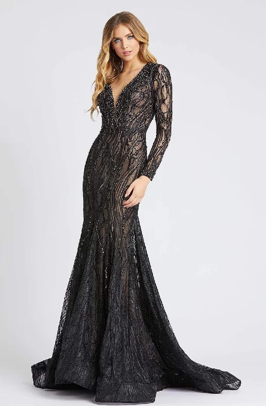 New Styles Just In Mac Duggal Evening - 79291D V-Neck Lace Trumpet Dress