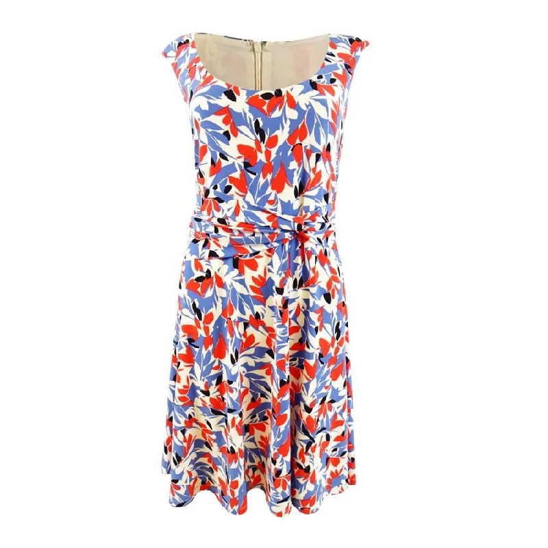 Elegant Fashion Lauren Ralph Lauren Women's Floral Jersey Dress (14, Blue/Orange)