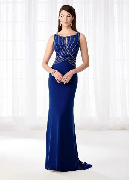 Versatile Wardrobe Essentials Cameron Blake - 218631SC Embellished Bateau Jersey Fitted Dress Versatile Wardrobe Essentials Cameron Blake - 218631SC Embellished Bateau Jersey Fitted Dress