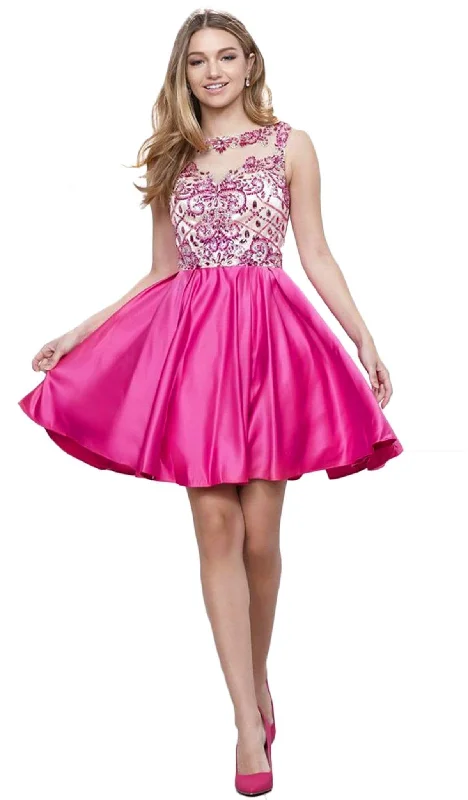High-End Women's Apparel Nox Anabel - Embellished Illusion Cocktail Dress 6059SC