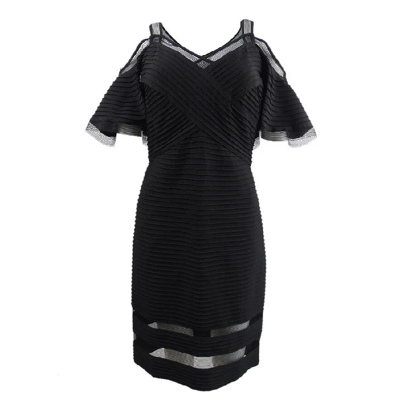 Special Occasion Wear Tadashi Shoji Women's Cold-Shoulder Pintuck Dress (S, Black)