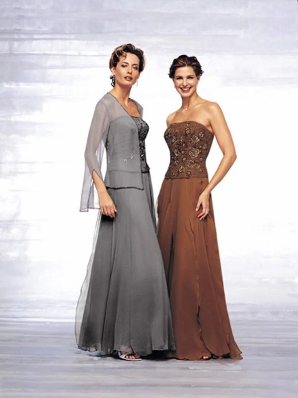 Women's Clothing With Trendy Designs Cameron Blake by Mon Cheri - Long Silk Chiffon Dress In Gray 24656 Women's Clothing With Trendy Designs Cameron Blake by Mon Cheri - Long Silk Chiffon Dress In Gray 24656