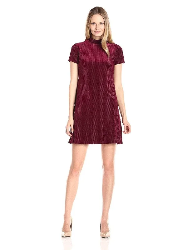 Exclusive Sale Maggy London - High Neck Short Sleeve Suede Dress G2610MSC
