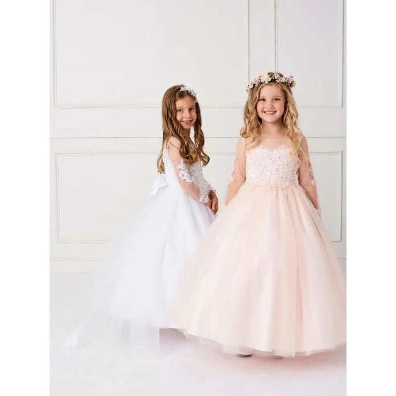 Women's Fashion-Forward Apparel Stunning Glower Girl Dress with Lace Applique