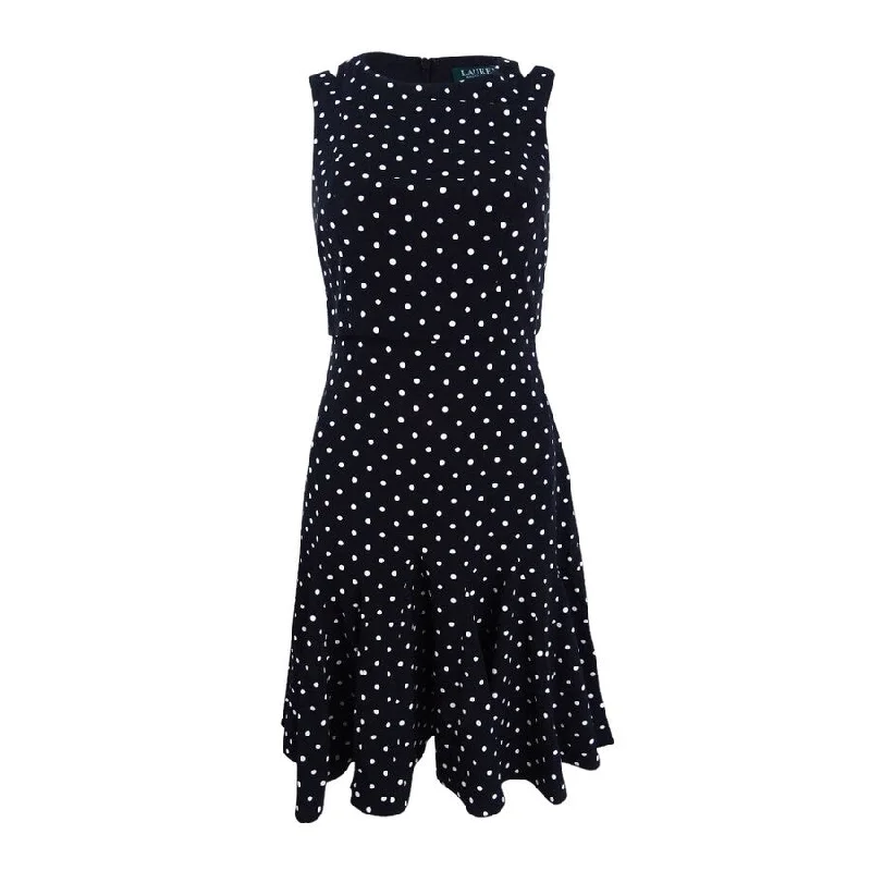 Charming Women's Clothes For Special Events Lauren Ralph Lauren Women's Polka-Dot Crepe Dress (0, Black/Colonial)