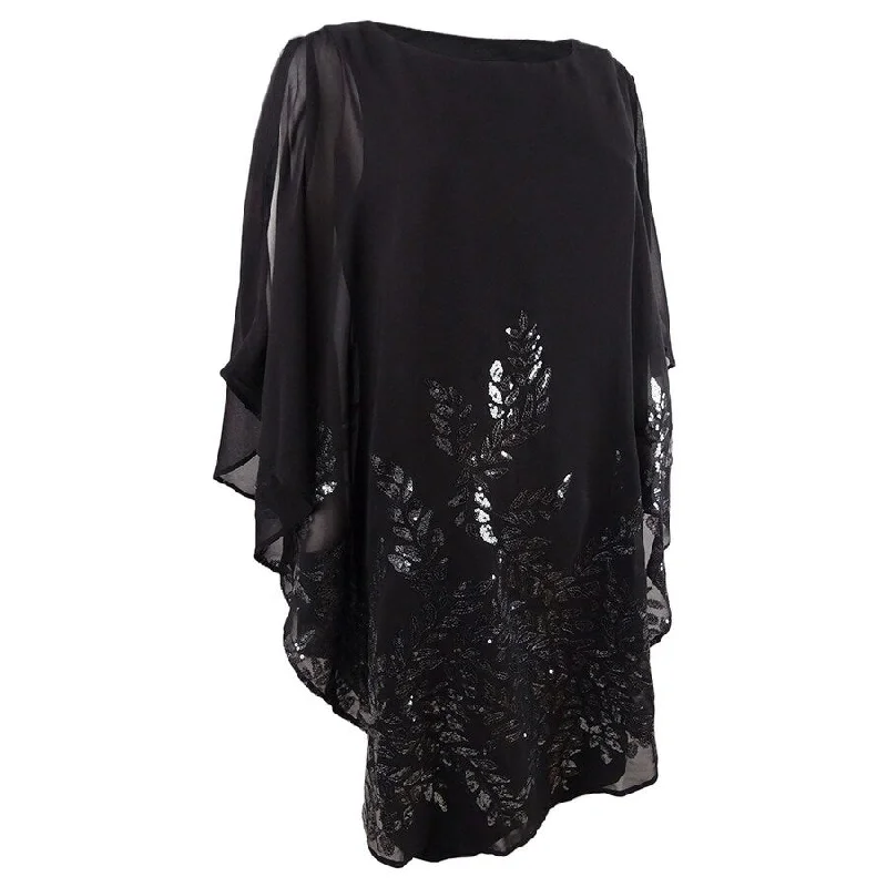 Women's Loungewear Clothes Xscape Women's Embellished Cape-Overlay Dress