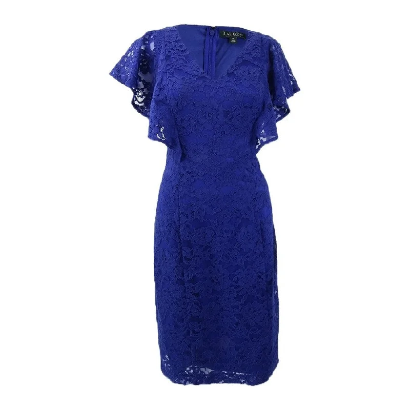 Fashion Forward Outfits Lauren by Ralph Lauren Women's Flutter-Sleeve Lace Dress