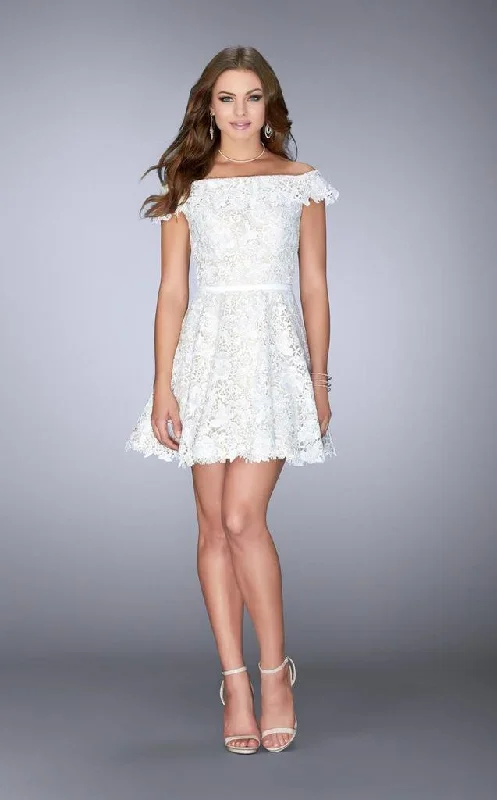 Massive Savings On New Arrivals La Femme - 23361SC Off Shoulder Bodice Lace Dress