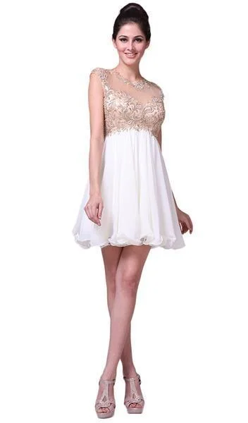 The Best Time To Shop Is Now Cinderella Divine - 71SC Illusion Jewel A-Line Cocktail Dress
