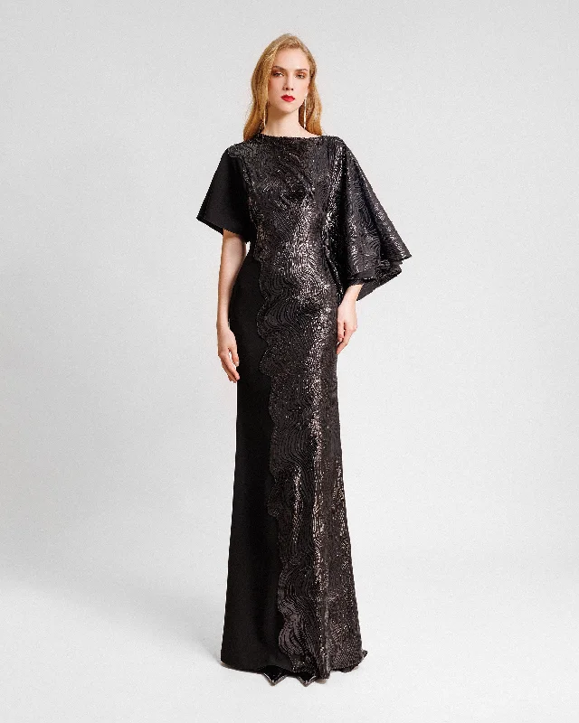 Sophisticated Style Asymmetrical Neckline Dress