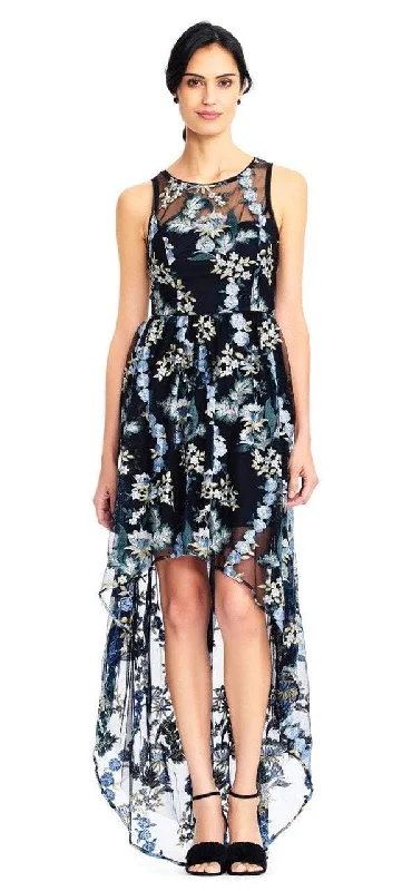 Fashionable Women's Wardrobe Adrianna Papell - Floral Embroidered High Low Dress AP1E202670SC Fashionable Women's Wardrobe Adrianna Papell - Floral Embroidered High Low Dress AP1E202670SC