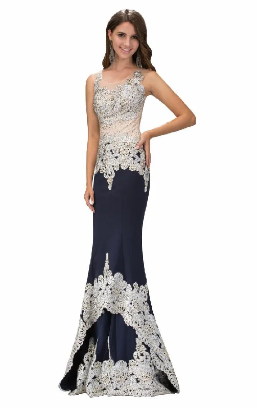 Vintage-Modern Style Offers Elizabeth K GL1342- Embellished Lace Applique Scoop Dress