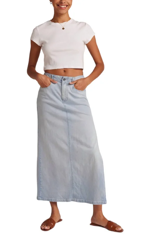 Flash Deals Indigo Side Slit Skirt In Ocean Mist