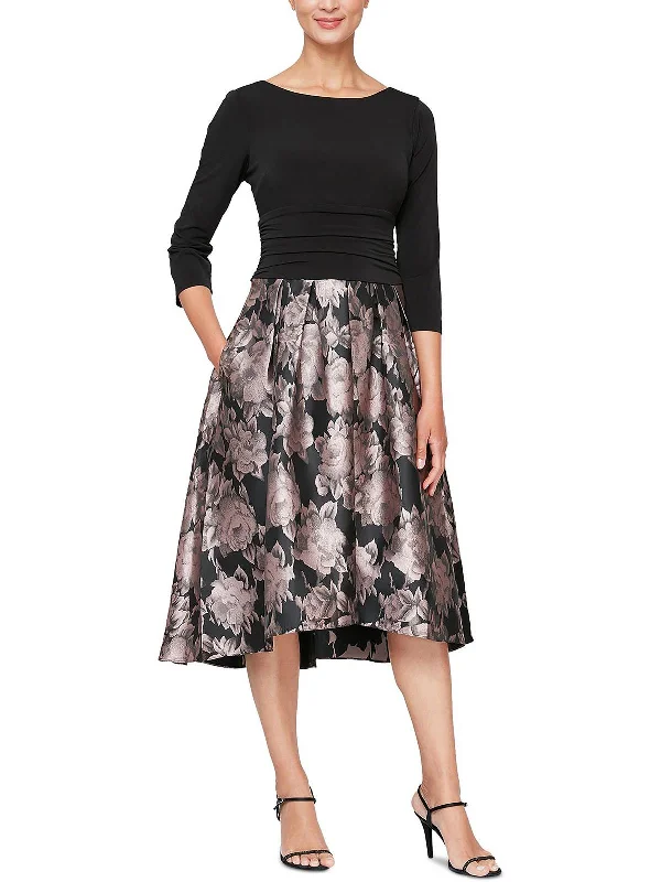 Feminine Soft - Hued Styles Womens Floral Hi-Low Cocktail and Party Dress